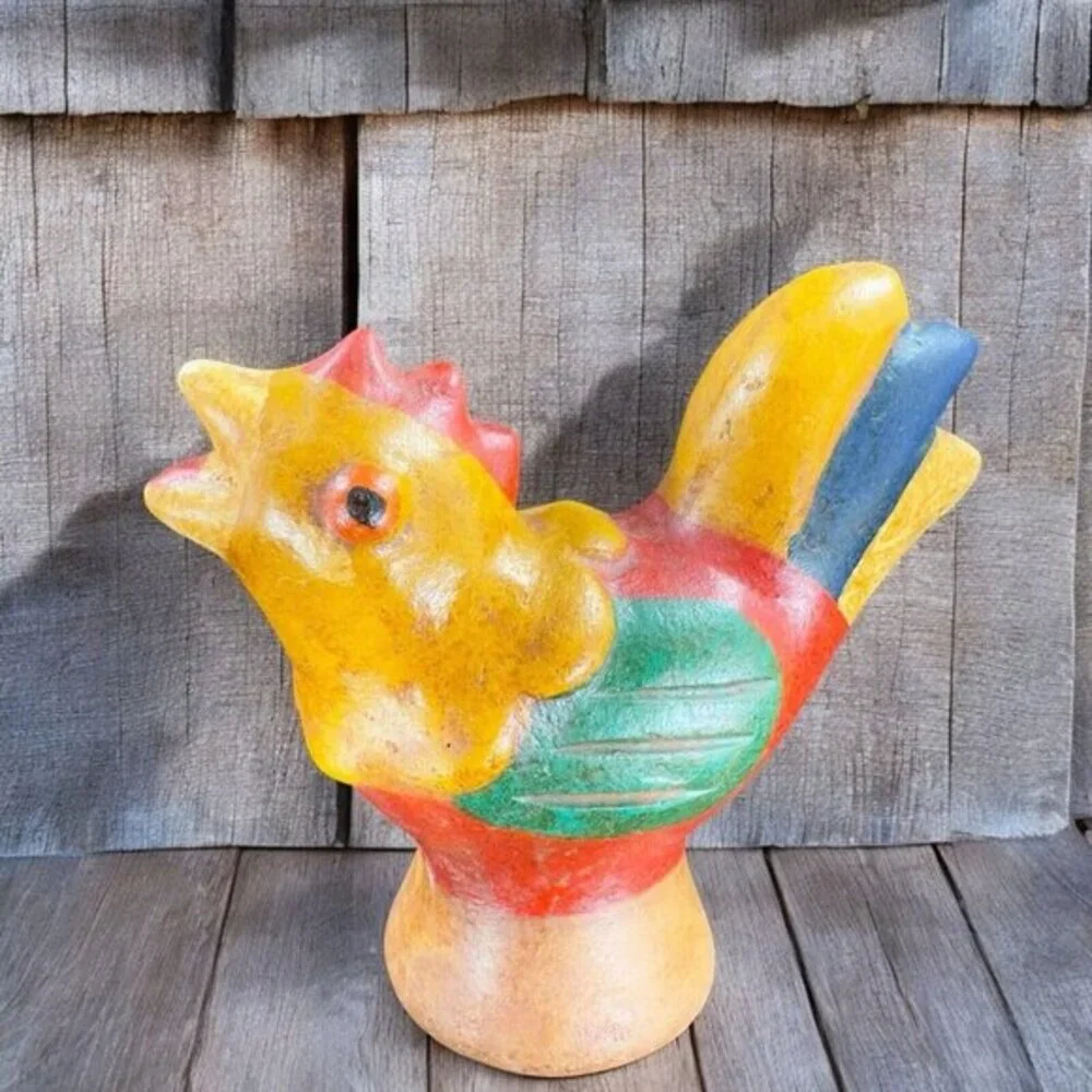 Vintage Folk Art Peru Pottery Bird Figurine Hand Painted Decor Figure‎ Peruvian